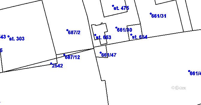 Parcela st. 661/47 v KÚ Deštné v Orlických horách, Katastrální mapa