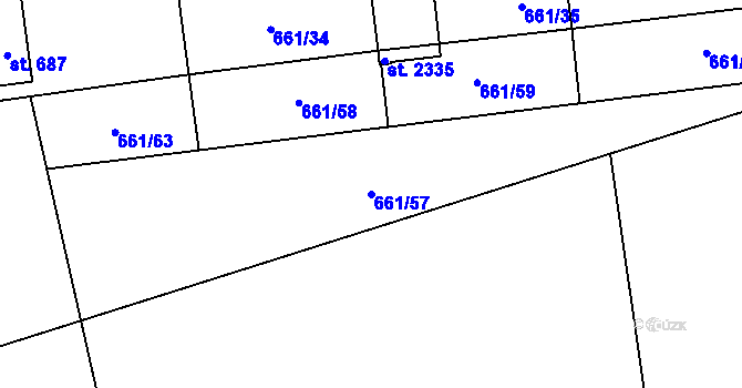Parcela st. 661/57 v KÚ Deštné v Orlických horách, Katastrální mapa