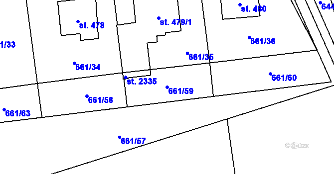 Parcela st. 661/59 v KÚ Deštné v Orlických horách, Katastrální mapa