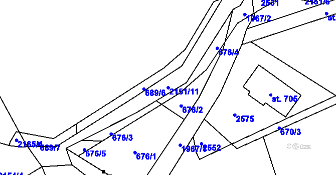 Parcela st. 2151/11 v KÚ Deštné v Orlických horách, Katastrální mapa