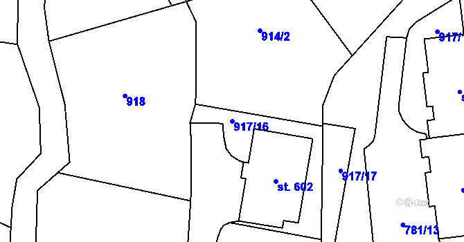 Parcela st. 917/16 v KÚ Deštné v Orlických horách, Katastrální mapa