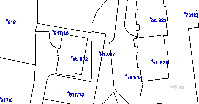 Parcela st. 917/17 v KÚ Deštné v Orlických horách, Katastrální mapa