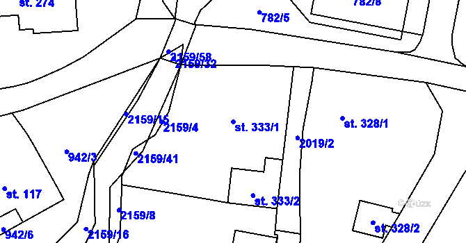 Parcela st. 333/1 v KÚ Deštné v Orlických horách, Katastrální mapa