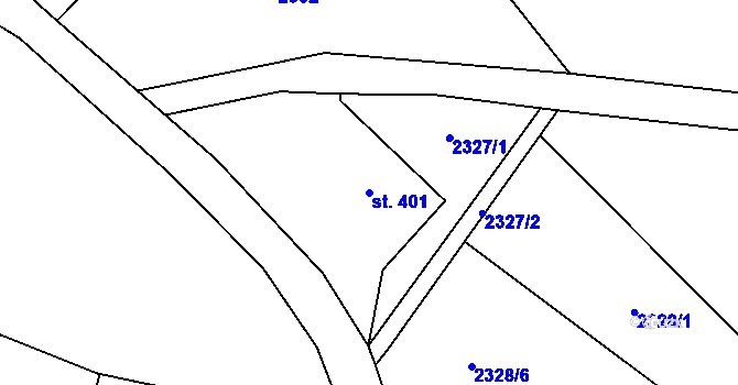 Parcela st. 401 v KÚ Deštné v Orlických horách, Katastrální mapa