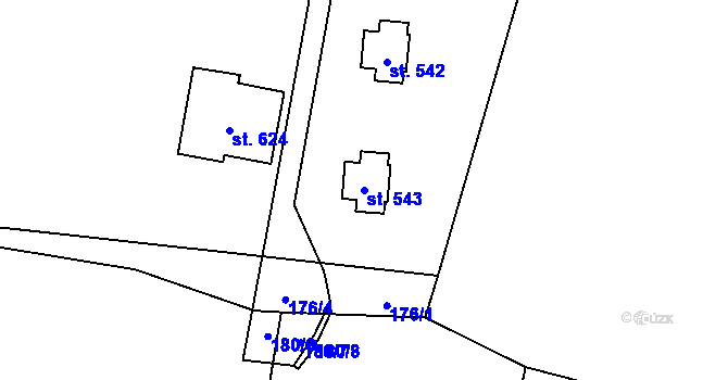 Parcela st. 543 v KÚ Deštné v Orlických horách, Katastrální mapa