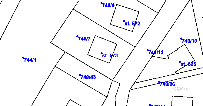 Parcela st. 573 v KÚ Deštné v Orlických horách, Katastrální mapa