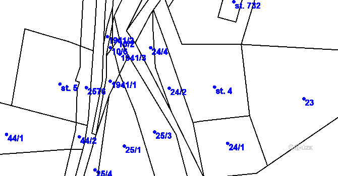 Parcela st. 24/2 v KÚ Deštné v Orlických horách, Katastrální mapa