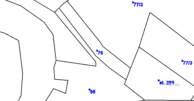 Parcela st. 76 v KÚ Deštné v Orlických horách, Katastrální mapa