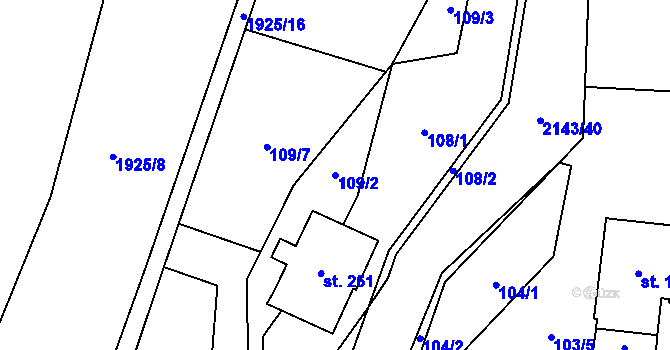 Parcela st. 109/2 v KÚ Deštné v Orlických horách, Katastrální mapa
