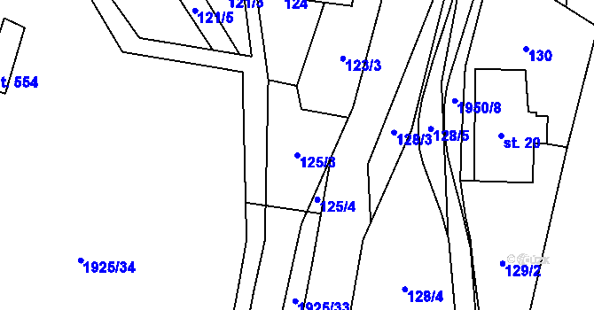Parcela st. 125/3 v KÚ Deštné v Orlických horách, Katastrální mapa