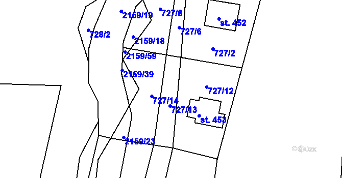 Parcela st. 727/13 v KÚ Deštné v Orlických horách, Katastrální mapa