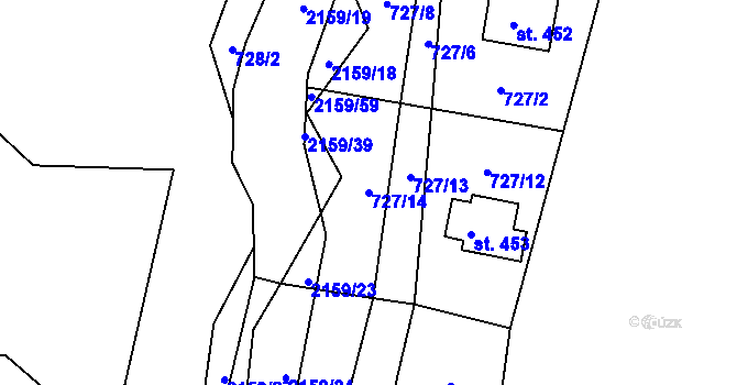 Parcela st. 727/14 v KÚ Deštné v Orlických horách, Katastrální mapa