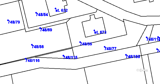 Parcela st. 748/55 v KÚ Deštné v Orlických horách, Katastrální mapa
