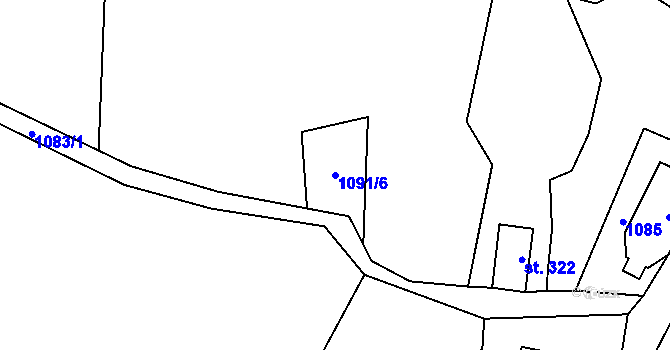 Parcela st. 1091/6 v KÚ Deštné v Orlických horách, Katastrální mapa