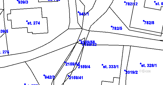 Parcela st. 2159/32 v KÚ Deštné v Orlických horách, Katastrální mapa