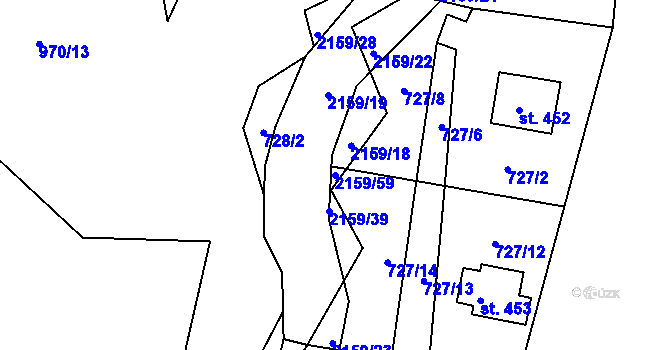 Parcela st. 2159/59 v KÚ Deštné v Orlických horách, Katastrální mapa