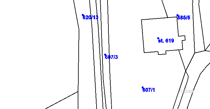 Parcela st. 607/3 v KÚ Deštné v Orlických horách, Katastrální mapa