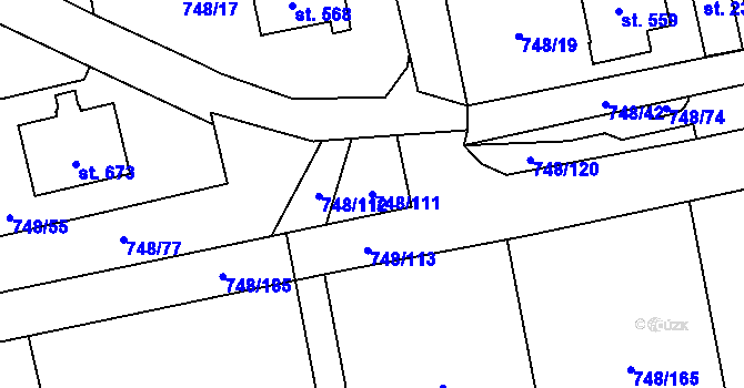Parcela st. 748/111 v KÚ Deštné v Orlických horách, Katastrální mapa
