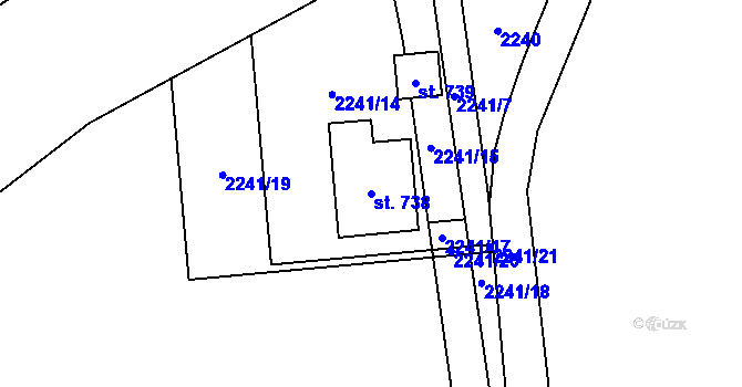 Parcela st. 738 v KÚ Deštné v Orlických horách, Katastrální mapa