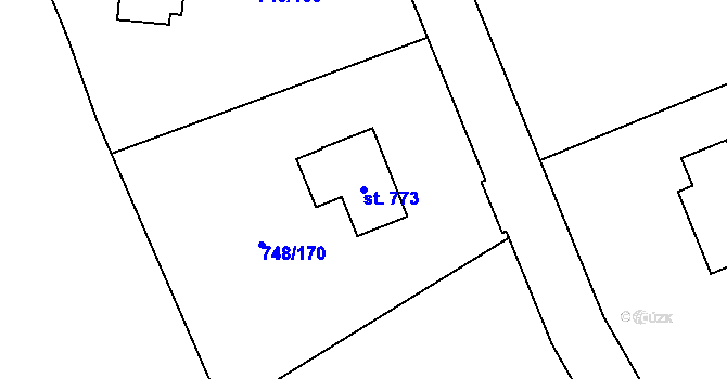 Parcela st. 773 v KÚ Deštné v Orlických horách, Katastrální mapa