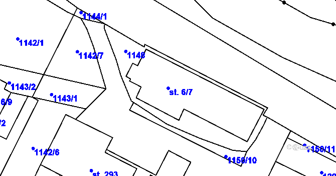Parcela st. 6/7 v KÚ Jedlová v Orlických horách, Katastrální mapa