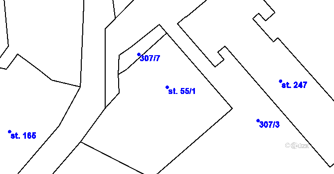 Parcela st. 55/1 v KÚ Jedlová v Orlických horách, Katastrální mapa