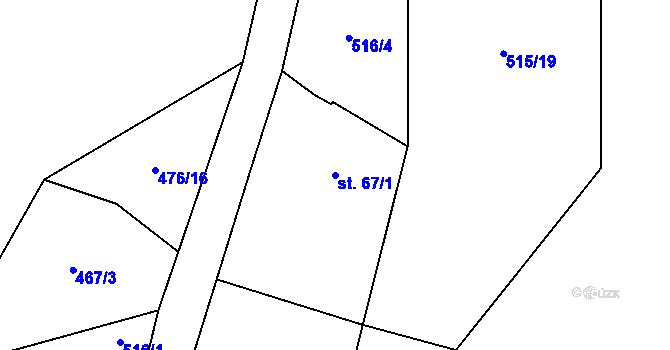 Parcela st. 67/1 v KÚ Jedlová v Orlických horách, Katastrální mapa