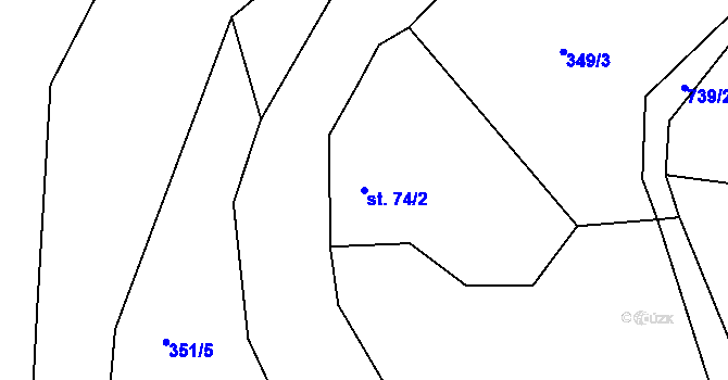 Parcela st. 74/2 v KÚ Jedlová v Orlických horách, Katastrální mapa