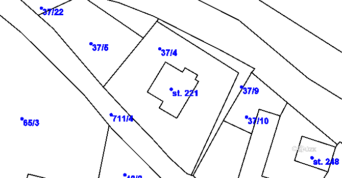 Parcela st. 221 v KÚ Jedlová v Orlických horách, Katastrální mapa