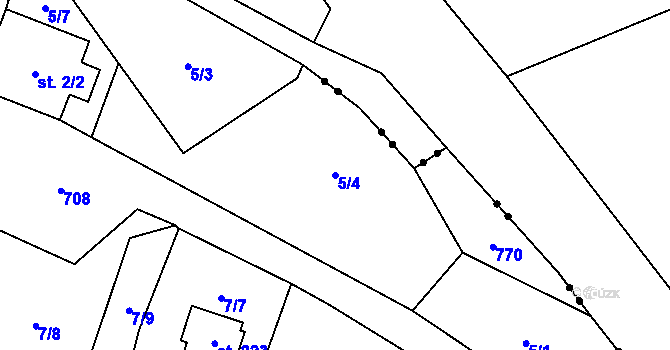 Parcela st. 5/4 v KÚ Jedlová v Orlických horách, Katastrální mapa