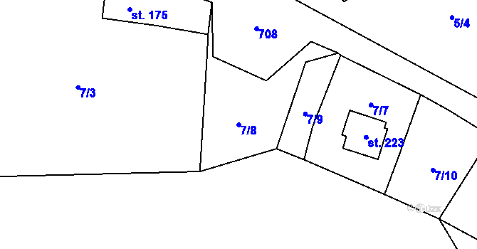Parcela st. 7/8 v KÚ Jedlová v Orlických horách, Katastrální mapa