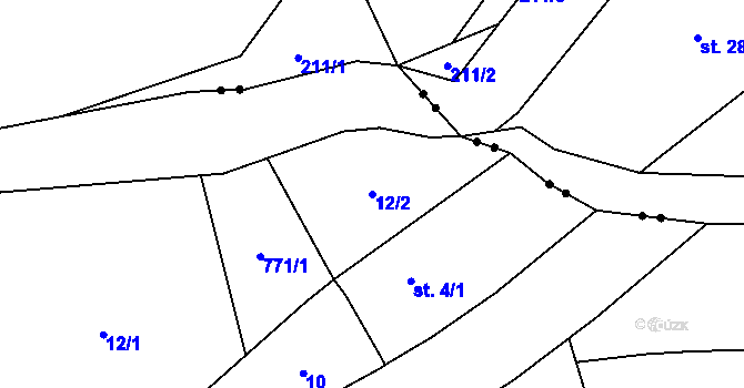 Parcela st. 12/2 v KÚ Jedlová v Orlických horách, Katastrální mapa