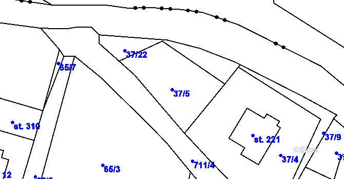 Parcela st. 37/5 v KÚ Jedlová v Orlických horách, Katastrální mapa