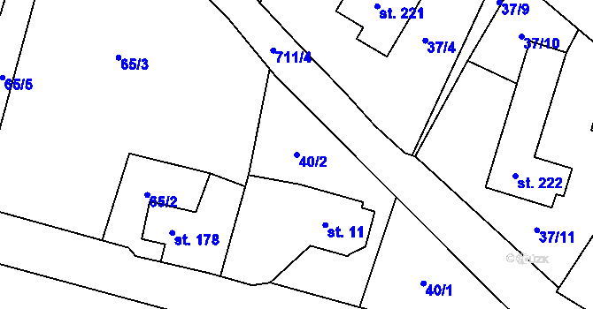 Parcela st. 40/2 v KÚ Jedlová v Orlických horách, Katastrální mapa