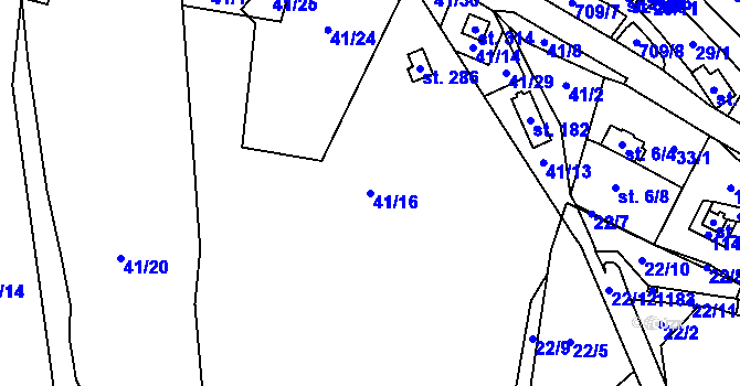 Parcela st. 41/16 v KÚ Jedlová v Orlických horách, Katastrální mapa