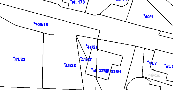 Parcela st. 41/21 v KÚ Jedlová v Orlických horách, Katastrální mapa