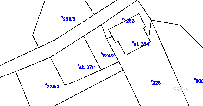 Parcela st. 224/2 v KÚ Jedlová v Orlických horách, Katastrální mapa