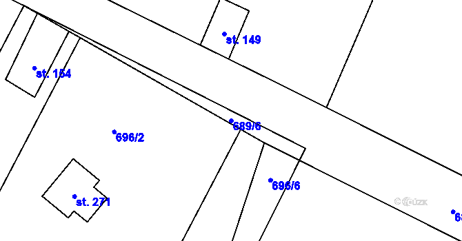 Parcela st. 689/6 v KÚ Jedlová v Orlických horách, Katastrální mapa