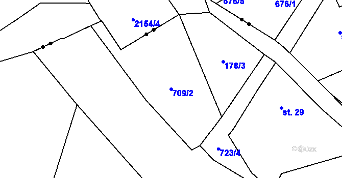 Parcela st. 709/2 v KÚ Jedlová v Orlických horách, Katastrální mapa