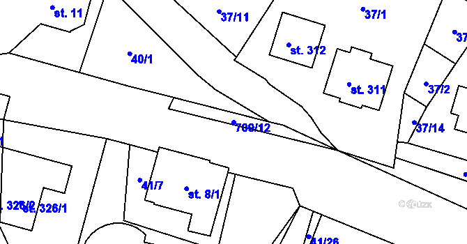 Parcela st. 709/12 v KÚ Jedlová v Orlických horách, Katastrální mapa