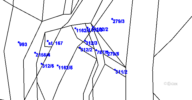 Parcela st. 787/3 v KÚ Jedlová v Orlických horách, Katastrální mapa