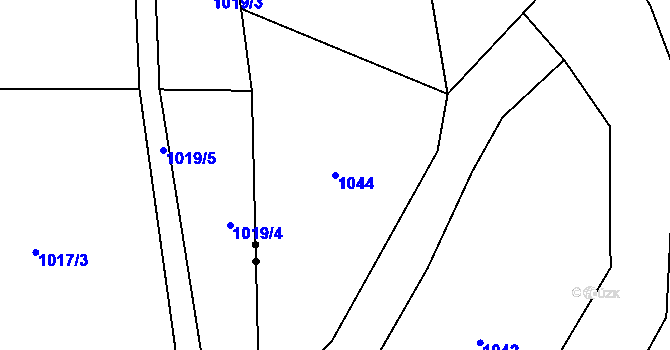 Parcela st. 1044 v KÚ Jedlová v Orlických horách, Katastrální mapa