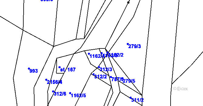 Parcela st. 1162/3 v KÚ Jedlová v Orlických horách, Katastrální mapa