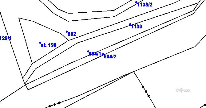 Parcela st. 804/2 v KÚ Jedlová v Orlických horách, Katastrální mapa