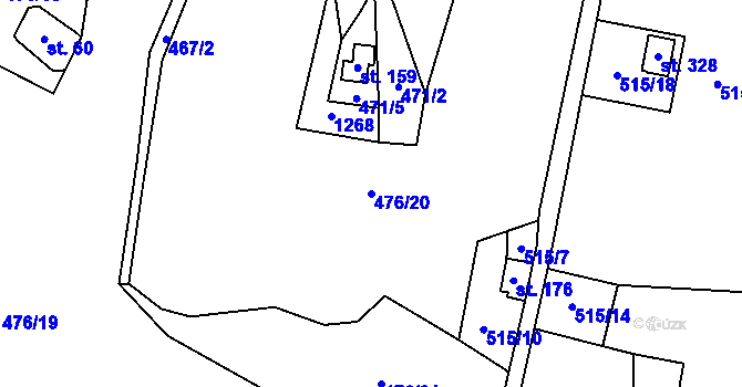Parcela st. 476/20 v KÚ Jedlová v Orlických horách, Katastrální mapa