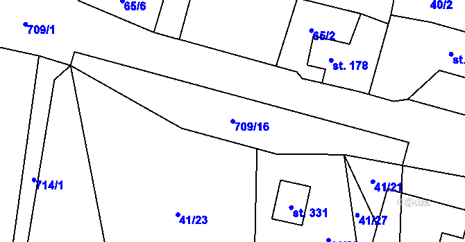 Parcela st. 709/16 v KÚ Jedlová v Orlických horách, Katastrální mapa