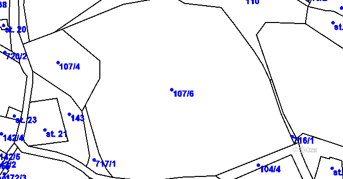Parcela st. 107/6 v KÚ Jedlová v Orlických horách, Katastrální mapa