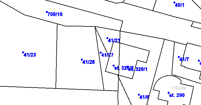Parcela st. 41/27 v KÚ Jedlová v Orlických horách, Katastrální mapa