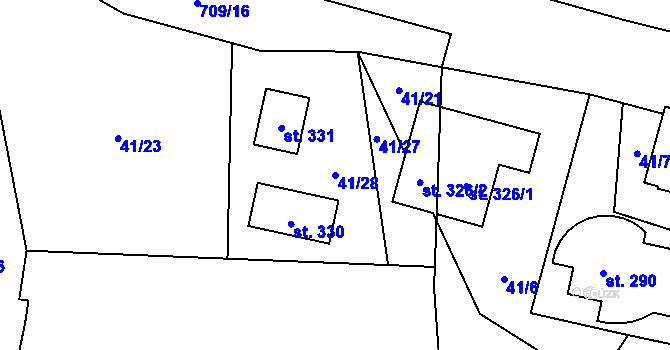 Parcela st. 41/28 v KÚ Jedlová v Orlických horách, Katastrální mapa