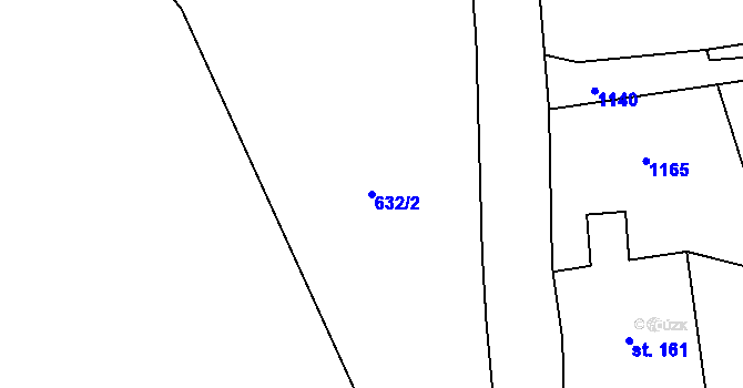 Parcela st. 632/2 v KÚ Jedlová v Orlických horách, Katastrální mapa